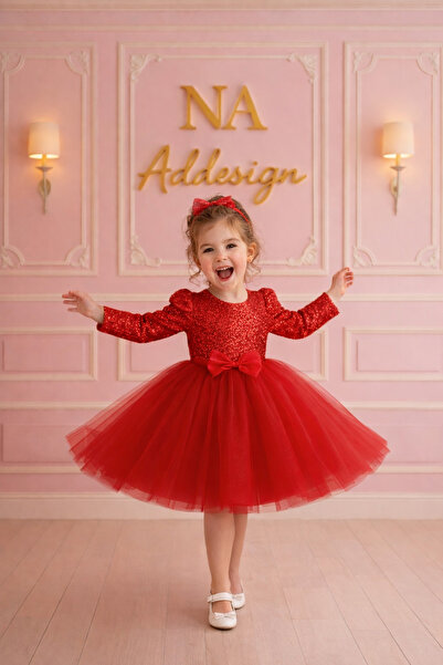 NA ADDESIGN Girls' Sequined Tutu Evening Dress Long Sleeve – Birthday & Speci...