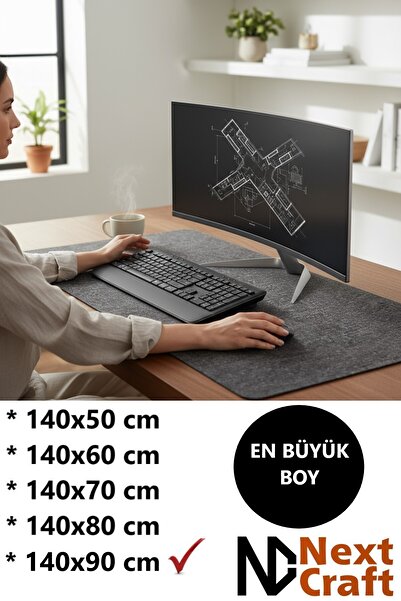 Next Craft Mouse Pad Desk Protector Extra Large Felt Gaming Mat 3mm Anthracit...