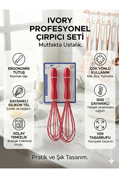 LOVYCO Professional Set of 2 Silicone Whisks - Heat Resistant, Non-Stick, Non...