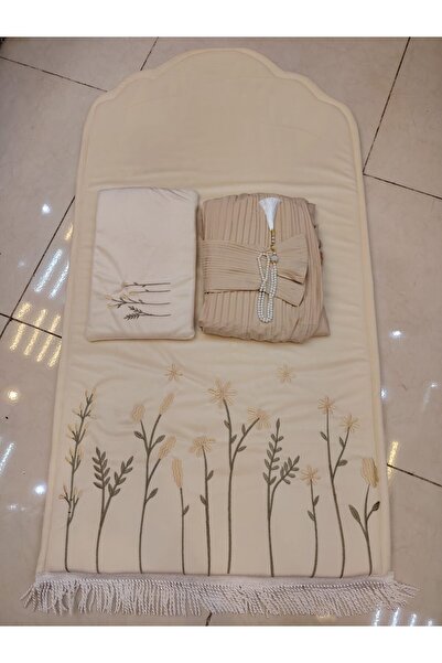 RZ Embroidered foam prayer rug with matching embroidered prayer mat and elega...