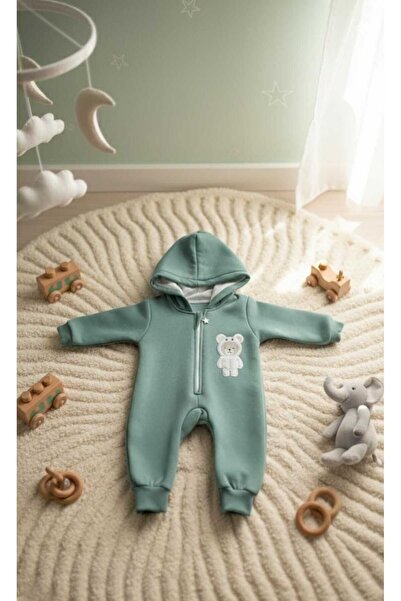 Beyaz Bebek erkek bebek tulum mont astronot ayıcık