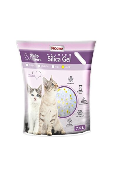 PisiMall Așternut silicat pentru litieră, Figaro lamaie, premium, 7,6 litri