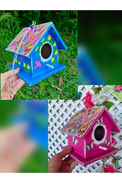 buraxe 16×16×16cm, 2 Bird Nests, Wooden Bird House, Garden/Tree Decoration