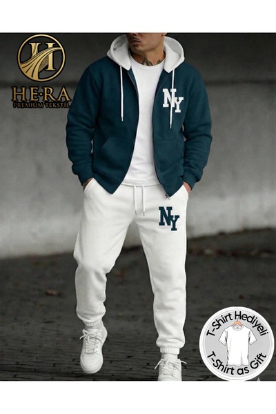 Risil-Nu Company Double Color Hooded New York Printed Full Winter Inside Comp...