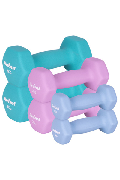 Rebel Set gantere hexagonale din neopren 6 bucăți 12 kg
