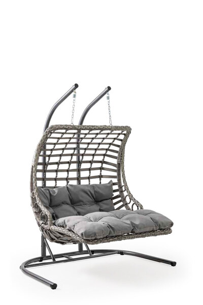 BENNETT LUXURY Bodrum Double Çift Kişilik Rattan Bahçe Salıncağı