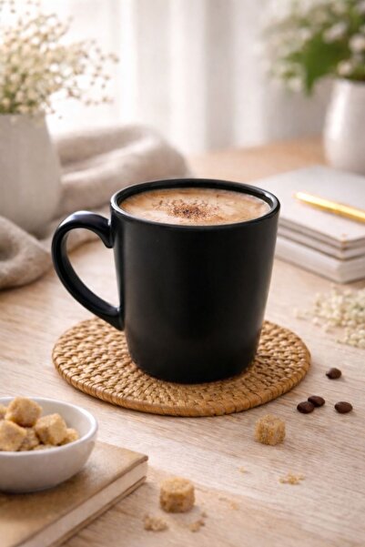 BARDAKÇI Mat Siyah Seramik Kupa Kahve ve Çay Bardağı