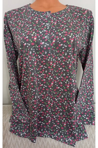 Anne Er Clothing Paper Print Combed Cotton Blouse Long-Sleeve 3 Buttons Print