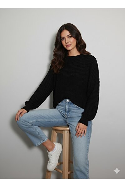 Sublime Butik Pulover casual cu gât rotund, supradimensionat, tricotat gros, ...