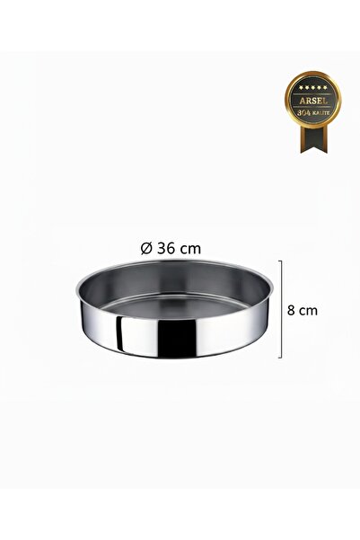 Arsel Stainless Steel Oven Tray Deep Large Size 36 cm Round Baklava, Pastry, ...