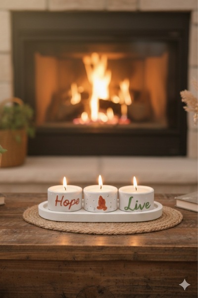 LadyBug Store مجموعة شموع من شمع الصويا الطبيعي مكونة من 3 شموع مع شريط نصي +...