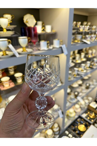 Vakıf home Bohemia Kristal Kesme El İşi Ayaklı Kahve Yanı Su Bardağı 150 ml