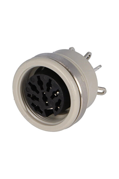 OEM DIN socket 8 pins female 262 degrees soldering with rear nut panel mounti...