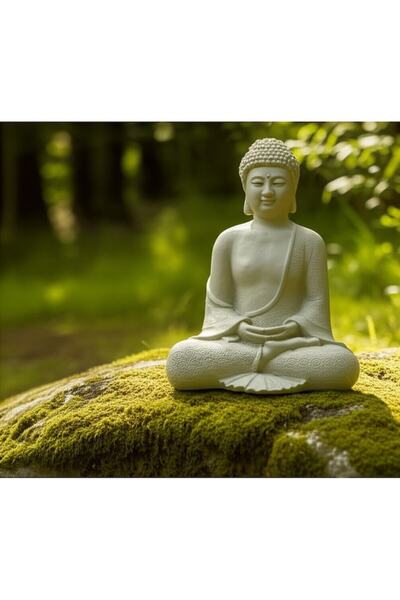 Tessari Ethnic Ceramic Decoration Buddha Figurine Ecru Garden 22 x 16.5 x 28 cm