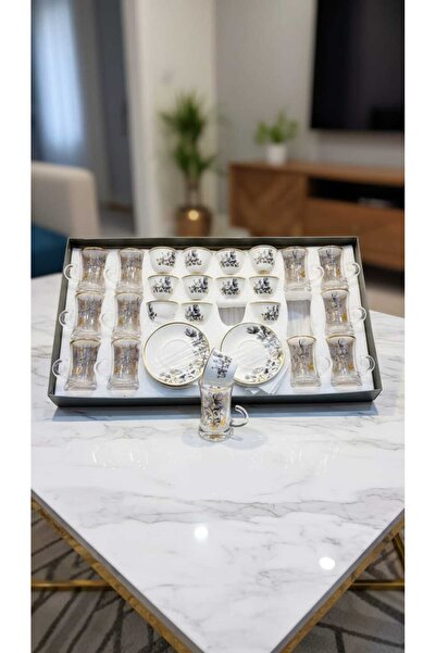 Generic A luxurious hospitality set – coffee cups and tea glasses with elegan...