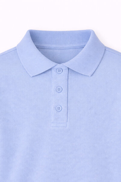 OEM Bluza scoala cu maneca lunga, BAIETI, tip polo, Blue light