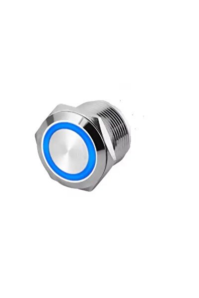 OEM Push button switch SW 1 ON-OFF with metal retention 12mm 12-24V blue LED