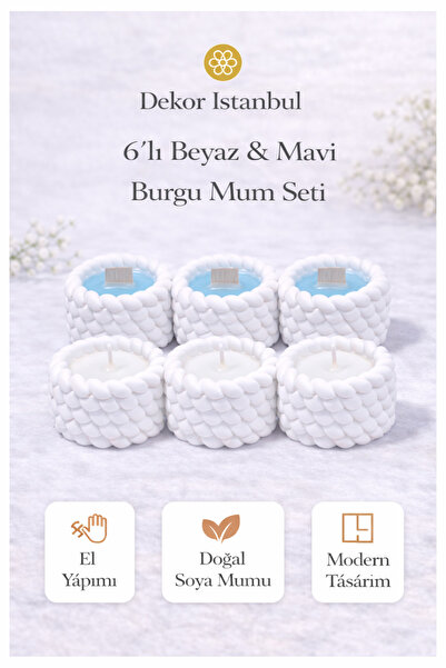 Dekor İstanbul 6’lı Mum Seti – El Yapımı Doğal Soya Mum, Modern Dekoratif Mum...