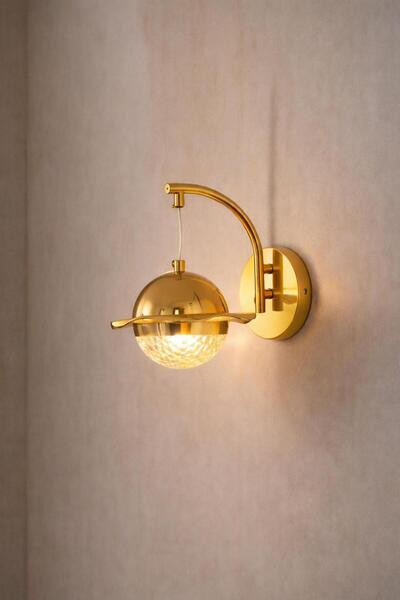 AURA LIGHTING Ayarlanabilir Başlıklı Modern Gold Duvar Apliği 3 Renk LED (Bey...