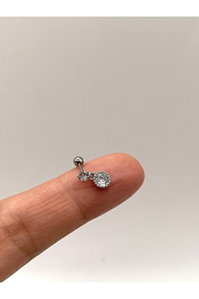 kurukafagift Damla Yuvarlak Taşlı Çelik Piercing Helix Tragus Kıkırdak Lob 8 mm