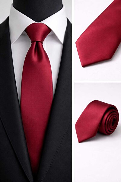 MODA Düz Koyu Bordo Renk Yüksek Kalite Kravat