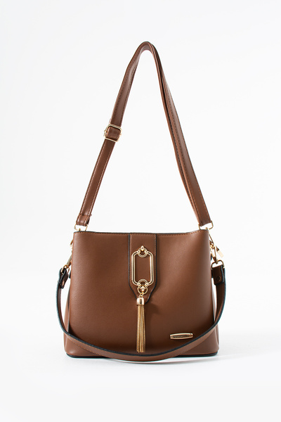 Sanmorris 1438 Gold Detailed 3-Compartment Shoulder and Crossbody Bag