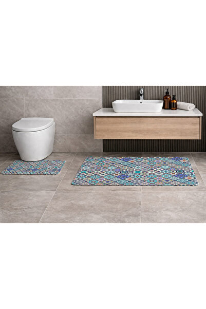 Şen Dekorasyon Tile Pattern Bathroom Mat