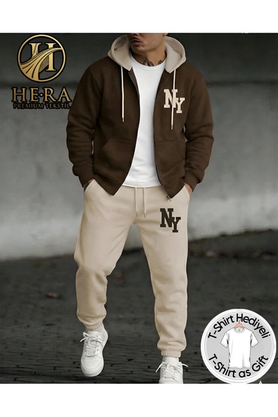 Risil-Nu Company Double Color Hooded New York Printed Full Winter Inside Comp...