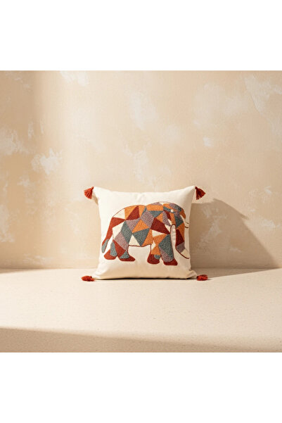 Shopyteks غطاء وسادة مزخرف بتطريز الفيل الموزاييك (بدون حشوة داخلية)