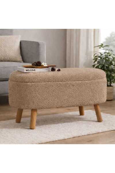 PUFMANYA LİLYUM-B XLARGE 90 CM SANDIKLI YUMUŞACIK PELUŞ KUMAŞ DOĞAL GÜRGEN AY...