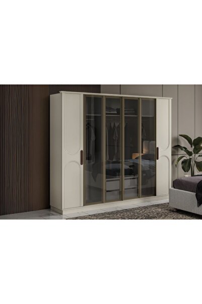 Doressa Home Rias Cream Reflekte Camlı Gardırop