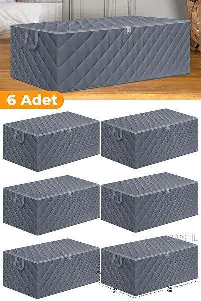 ROYALHOUSE 6 Adet - Büyük Boy Bazaaltı Ve Çekyat Hurç 64 X 45 X 22 Cm Antrasit