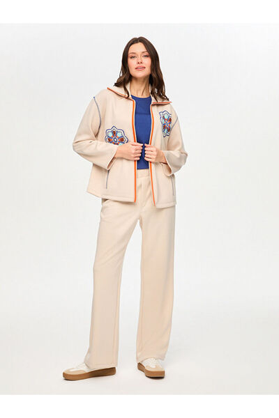 Faik Sönmez Kontrast Dikiş Ve Patch Detaylı Modallı Eşofman Üst S26ESU005