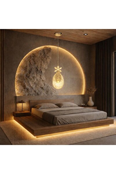 AURA LIGHTING Gold Hilal Desen Tekli Sarkıt Modern Antre/Hol/Mutfak/Banyo Avi...