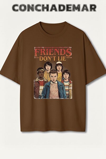 Vordevia Stranger Things Friends Dont Lie Printed Premium Oversize Cotton T-S...