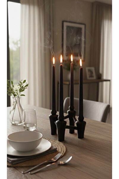 designode FAM 4'lü Siyah Dekoratif Hediyelik Şamdan