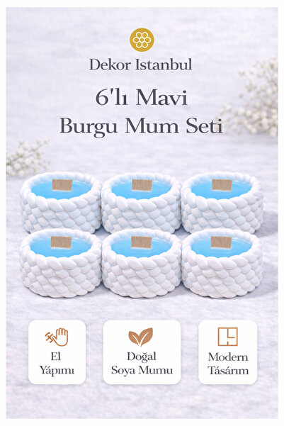 Dekor İstanbul 6’lı Burgu Mum Seti – El Yapımı Doğal Soya Mum, Modern Dekorat...