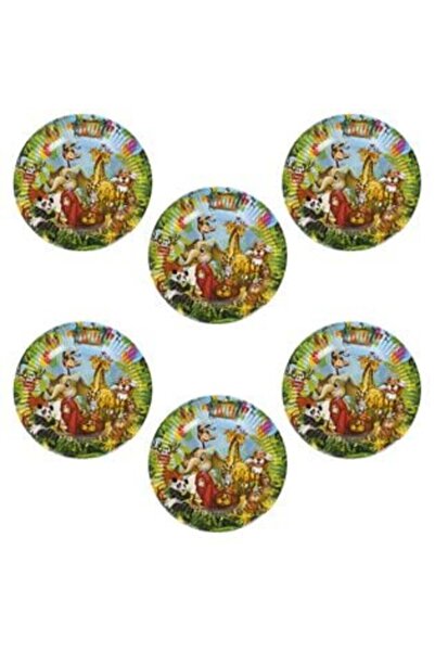OEM Jungle Animals 'Happy Birthday' Party Paper Plates Ø23 cm - 6 pcs