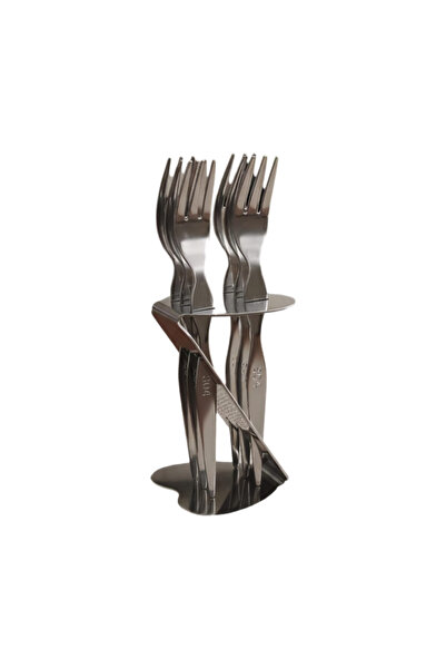 Generic 4-piece stainless steel dinner fork set, silver