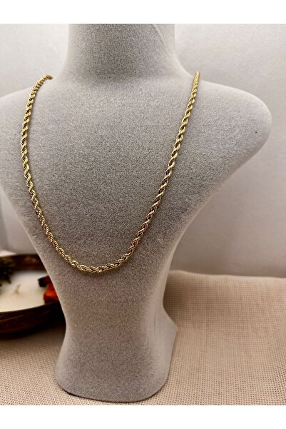 XP XUPİNG Xuping 14 k Gold İnce Halat Zincir 3mm 60 cm Kolye
