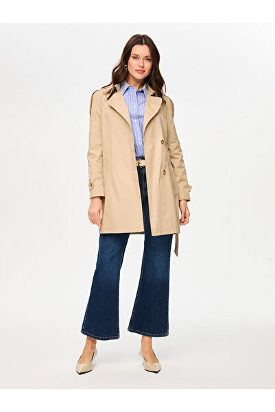 Faik Sönmez Kareli Astarlı Uzun Trençkot S26TNC007