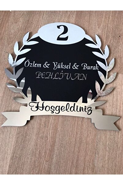 Mad Tasarım 48 Evimize Hoşgeldiniz Yazılı Kapı Isimliği Kapı Süsü Duvar Süsü