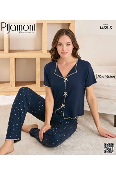 Pijamoni Ping Viskon Fiyonklu Pijama Takımı