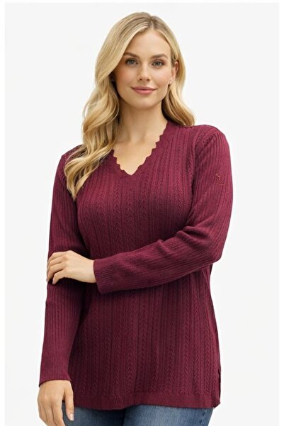 Fresh&Moda Women's V-Neck Knitwear Flexible Mother's Seasonal Sweater