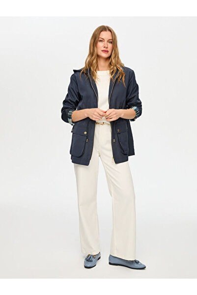 Faik Sönmez Çizgili Astarlı Kapüşonlu Trençkot S26TNC005