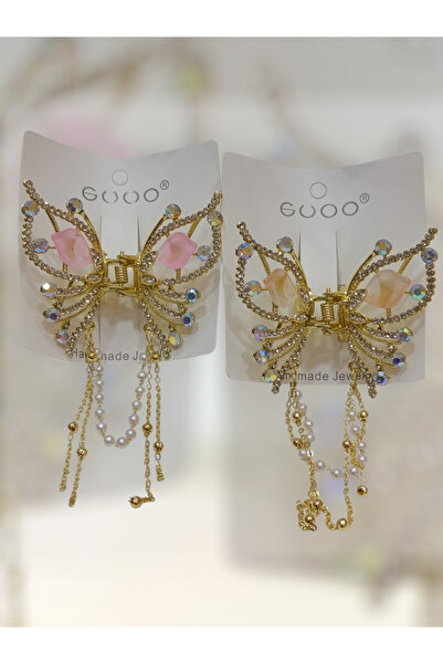 ELAS HOME Μεταλλική πόρπη-μάνταλο πεταλούδας με πέτρες