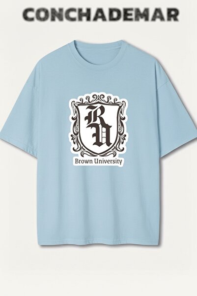 Vordevia Brown University Printed Premium Oversize Cotton T-Shirt