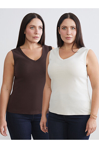 LC Waikiki Plus Size V-Neck Women's Tank Top 2-Pack