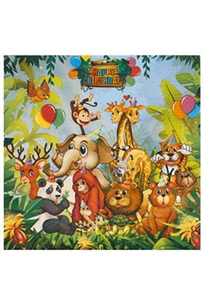 OEM Table Napkins with 2 Layers Jungle Animals Model "Happy Birthday" 33 x 33...