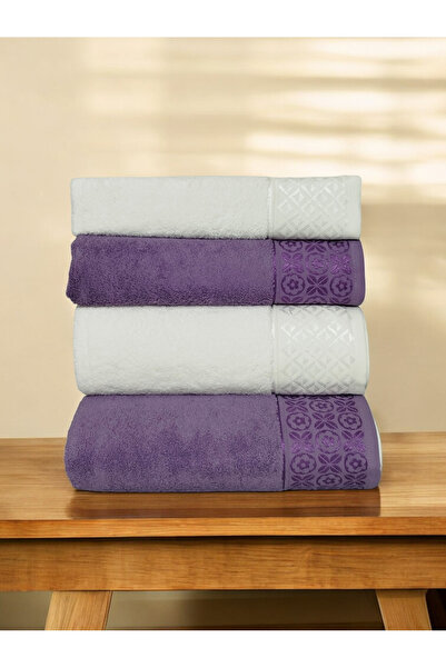 Arliva Home Bath Towel Set 100% Cotton 2 Pieces 50X90 cm and 2 Pieces 90X150 cm